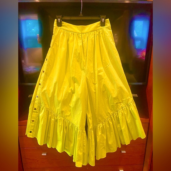 NWT Tibi Size 4 Cotton Poplin Tech Flare Culotte Pant w Ruffle & side snap - Picture 2 of 9